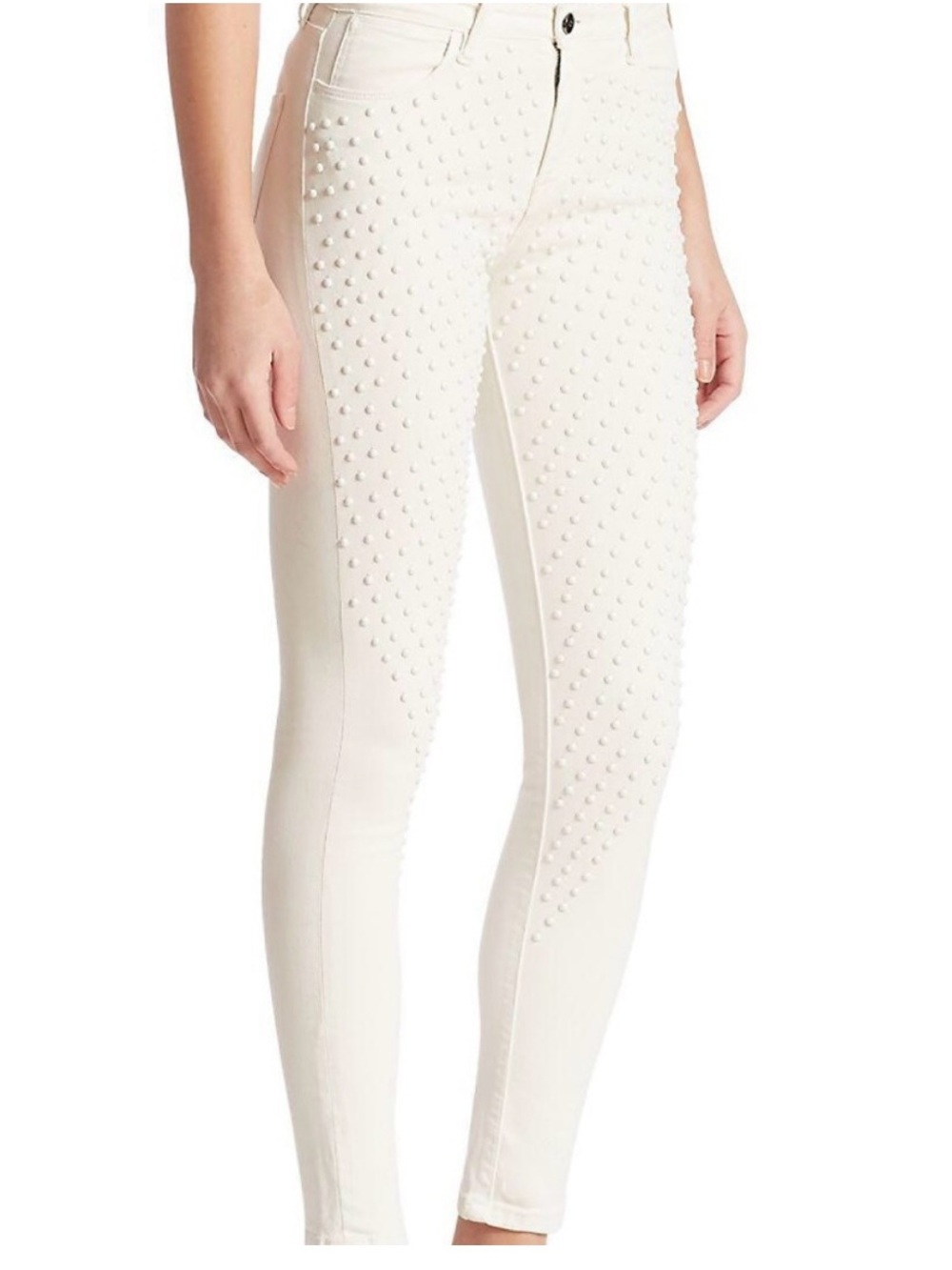 Brockenbrough White Studded Skinny Jeans